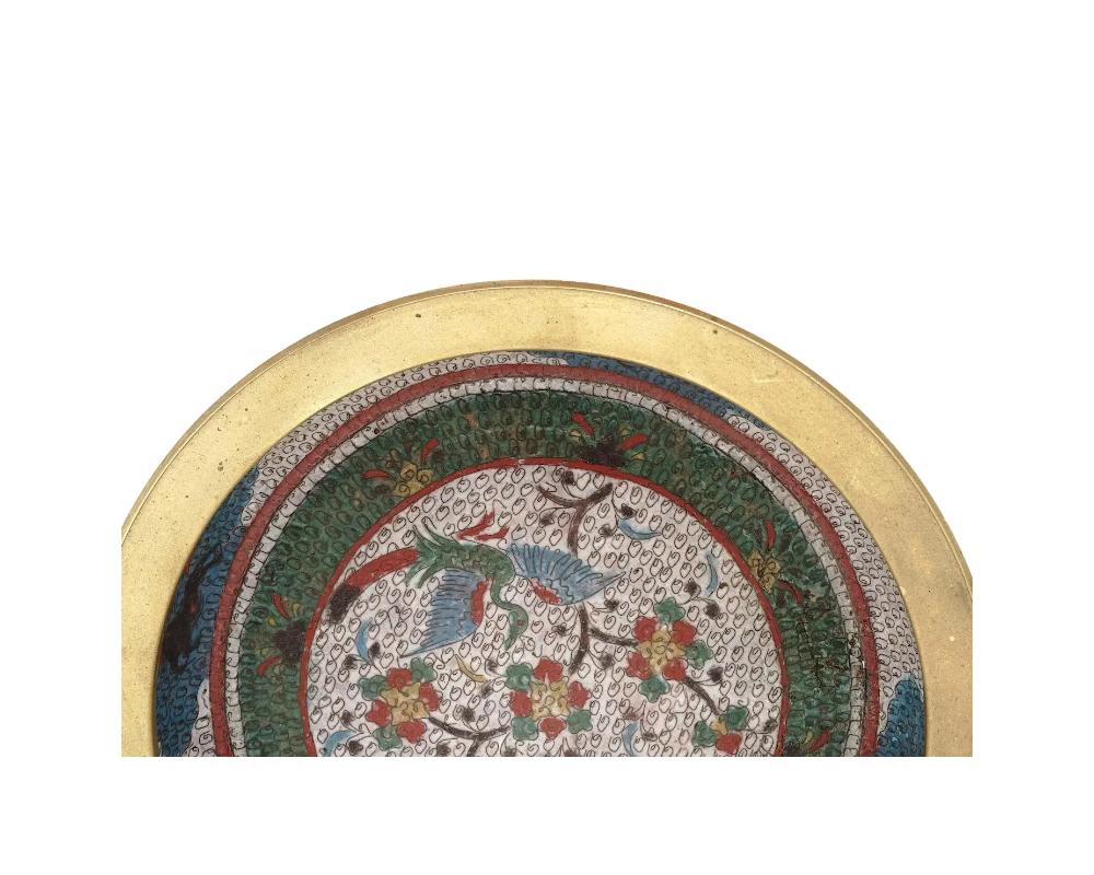 Meiji Large Chinese Cloisonne Enamel Over Bronze Charger For Sale