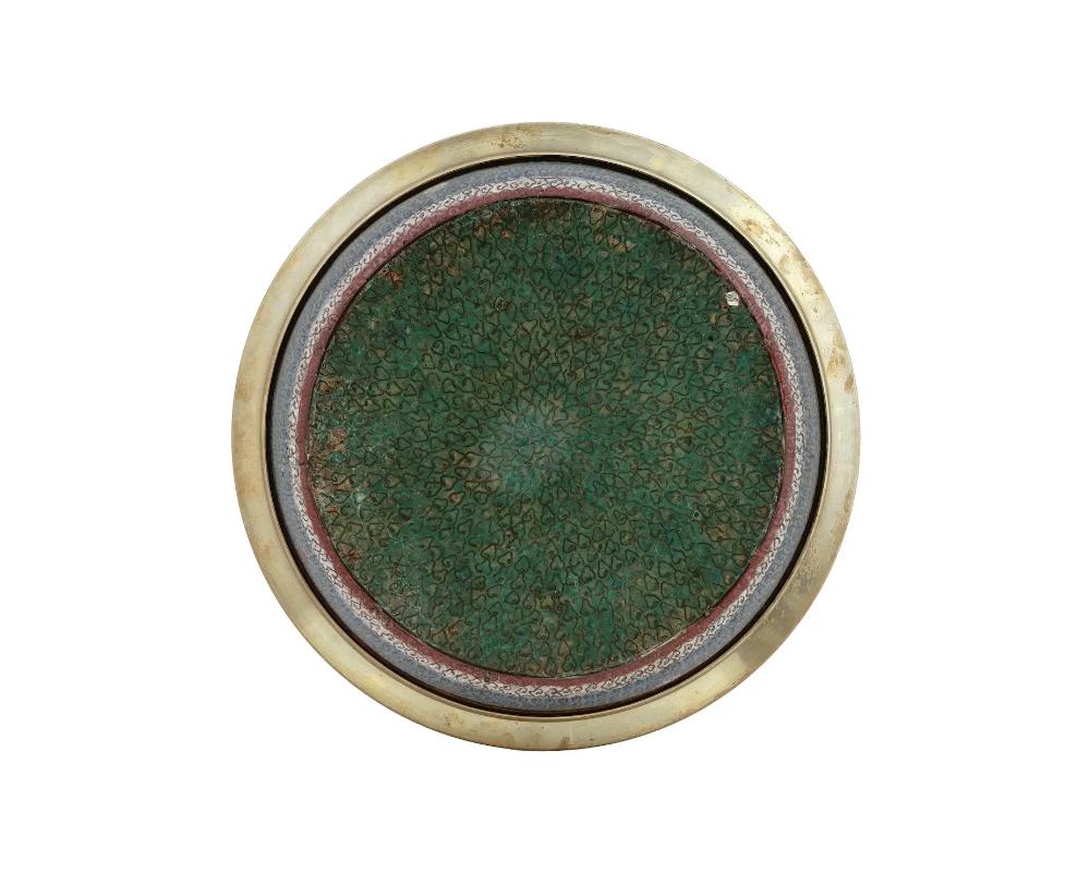 Cloissoné Large Chinese Cloisonne Enamel Over Bronze Charger For Sale