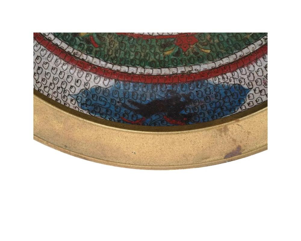 Large Chinese Cloisonne Enamel Over Bronze Charger In Good Condition For Sale In New York, NY
