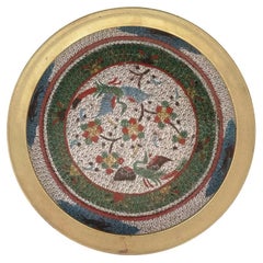 Großer chinesischer Cloisonné-Emaille-Plattenteller über Bronze