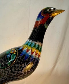 Large Chinese Cloisonne Enamel Pheasant Vintage Sculpture