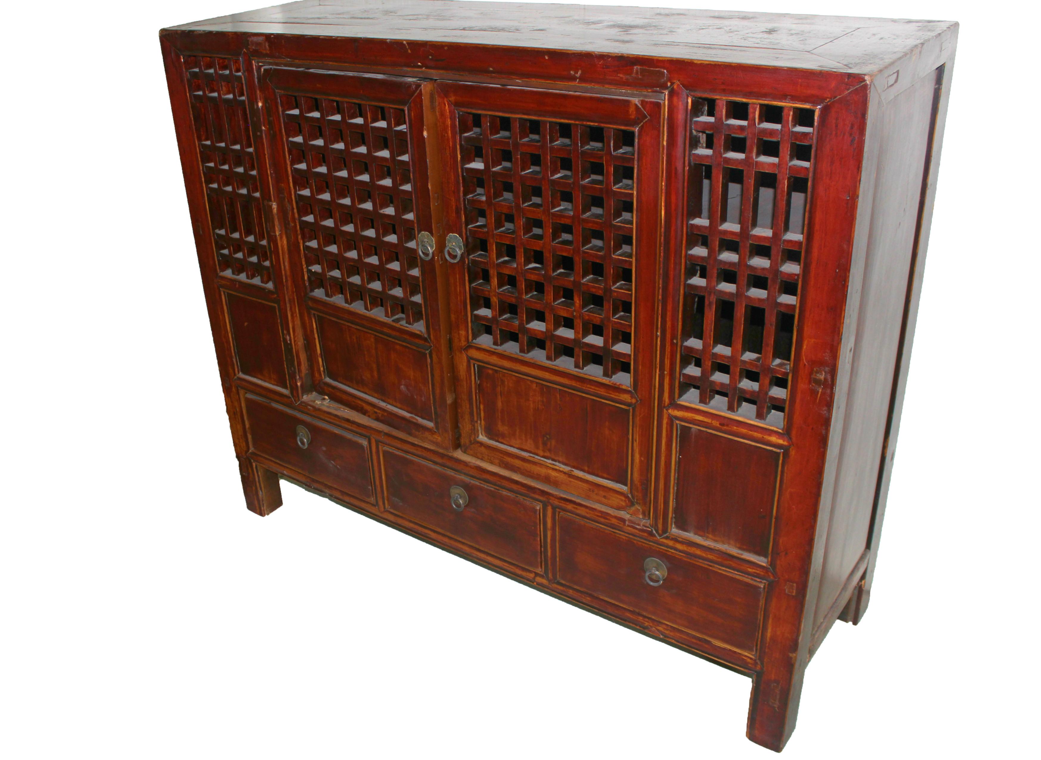 Chinese Export Large Chinese Country Kitchen Cabinet For Sale