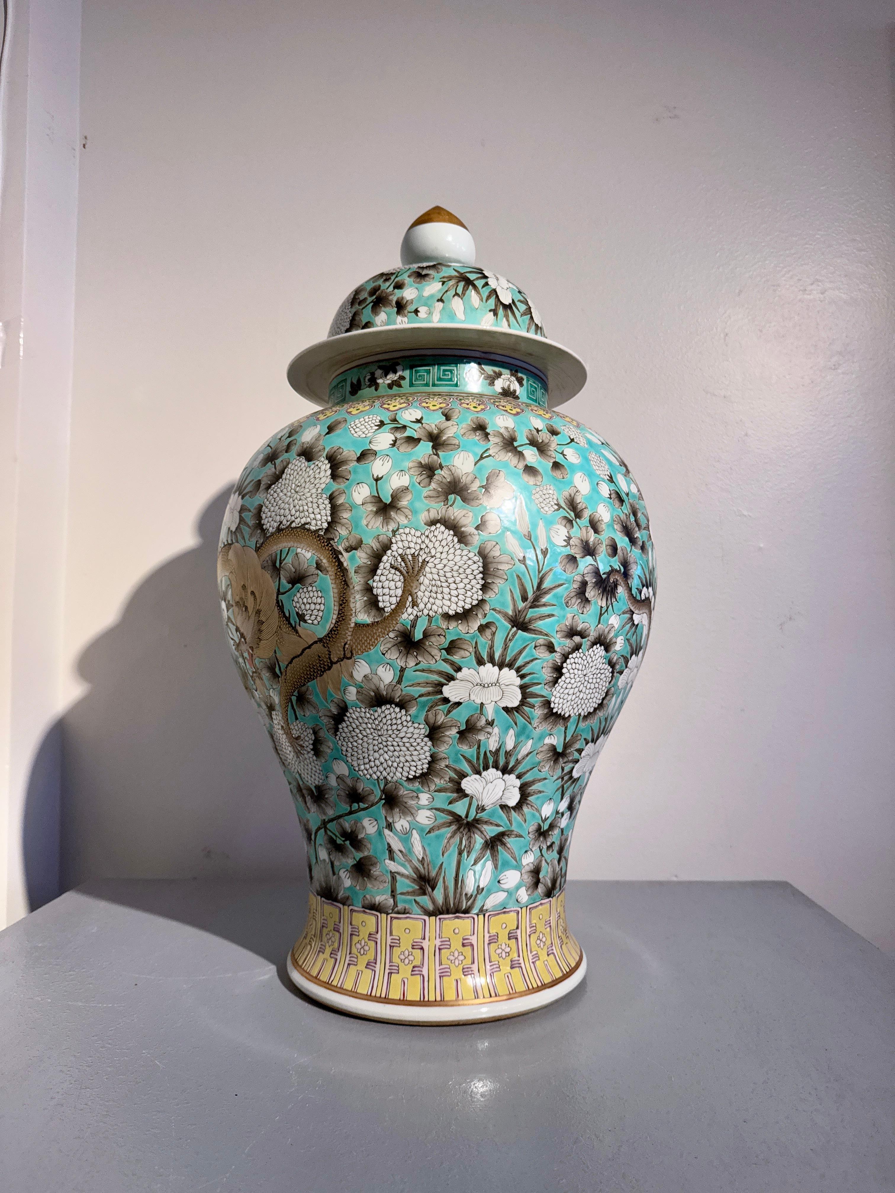 Enameled Large Chinese Dayazhai Style Temple Jar and Cover, Mid 20th Century, China For Sale