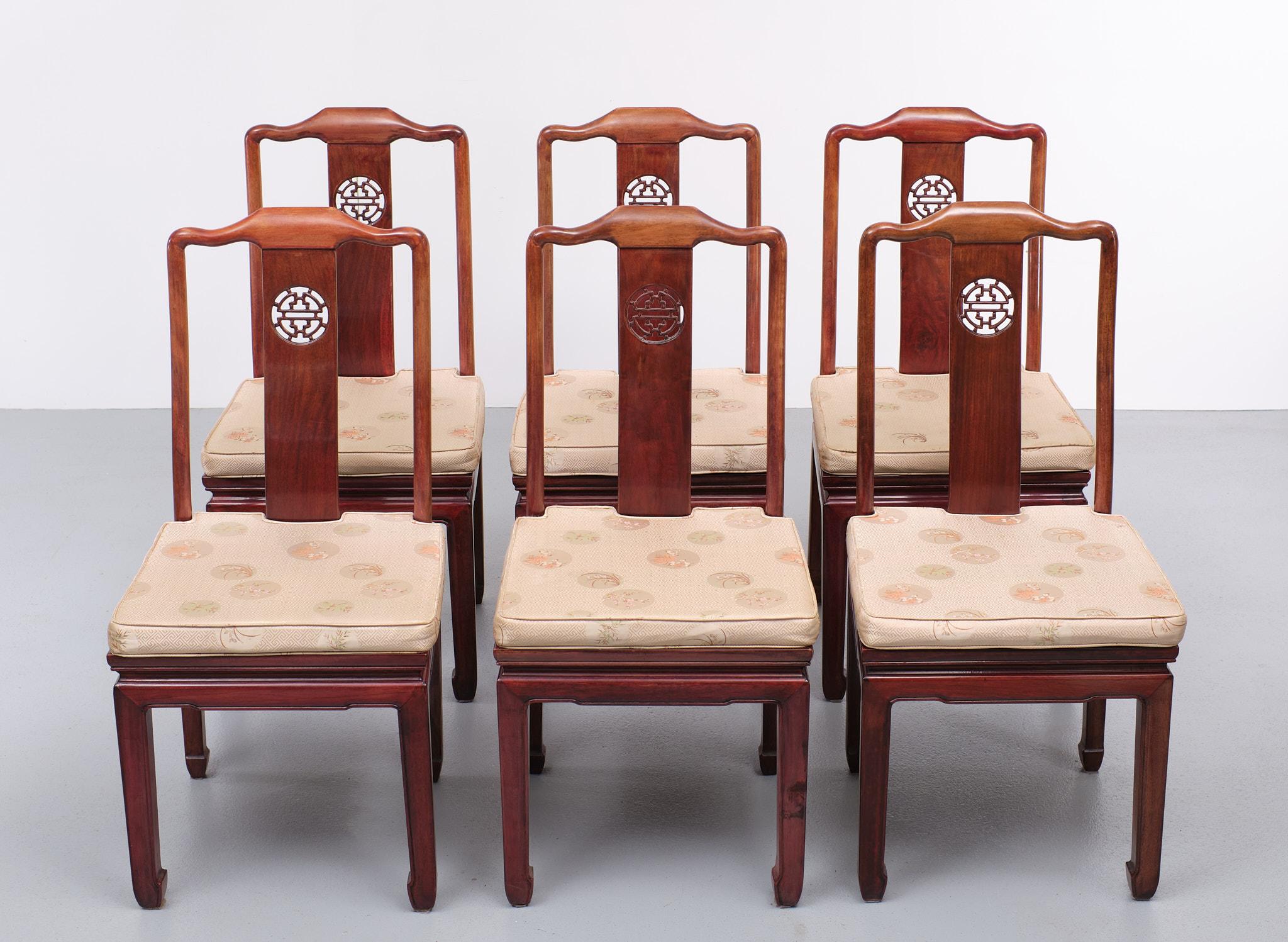Chinese Export Large Chinese Dining Set 8 Chairs 1960s