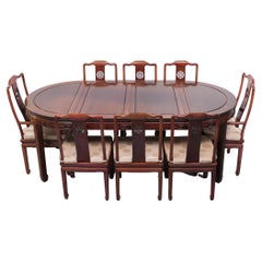 Large Chinese Dining Set 8 Chairs 1960s