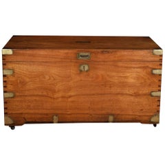 Large Chinese Export Brass Bound Camphorwood Trunk