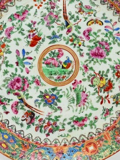 Large Chinese Export Famille Rose Medallion Porcelain Charger, Mid-19th Century