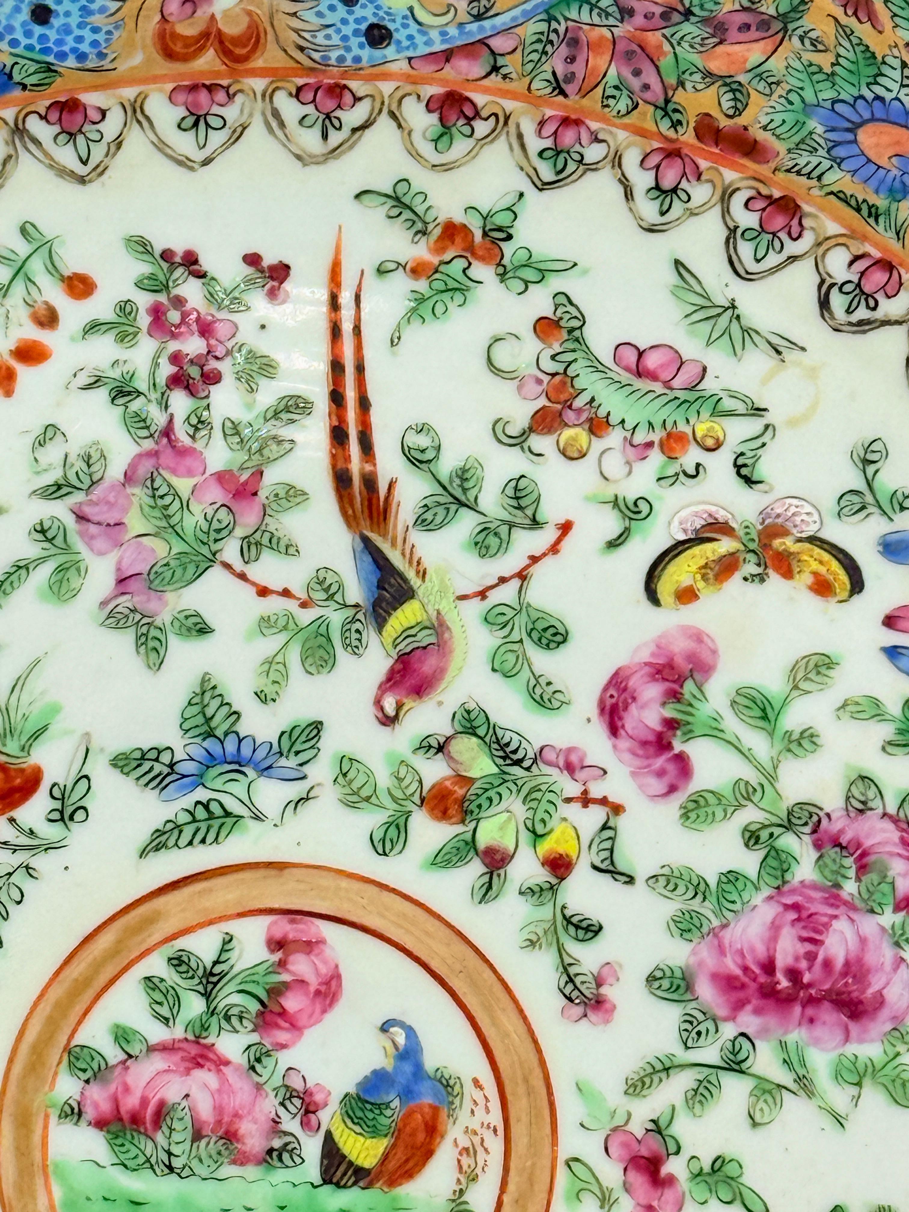 Large Chinese Export Famille Rose Medallion Porcelain Charger, Mid-19th Century For Sale 2