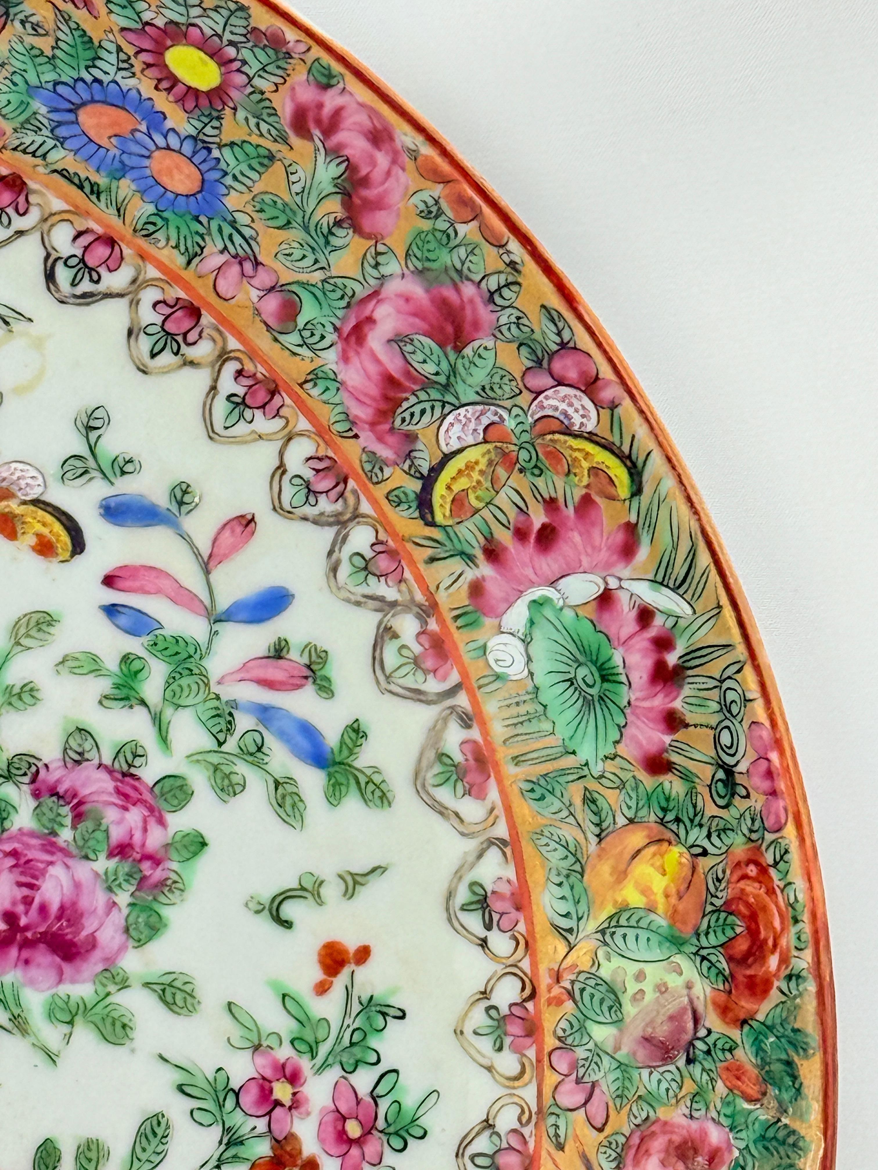 Large Chinese Export Famille Rose Medallion Porcelain Charger, Mid-19th Century For Sale 3