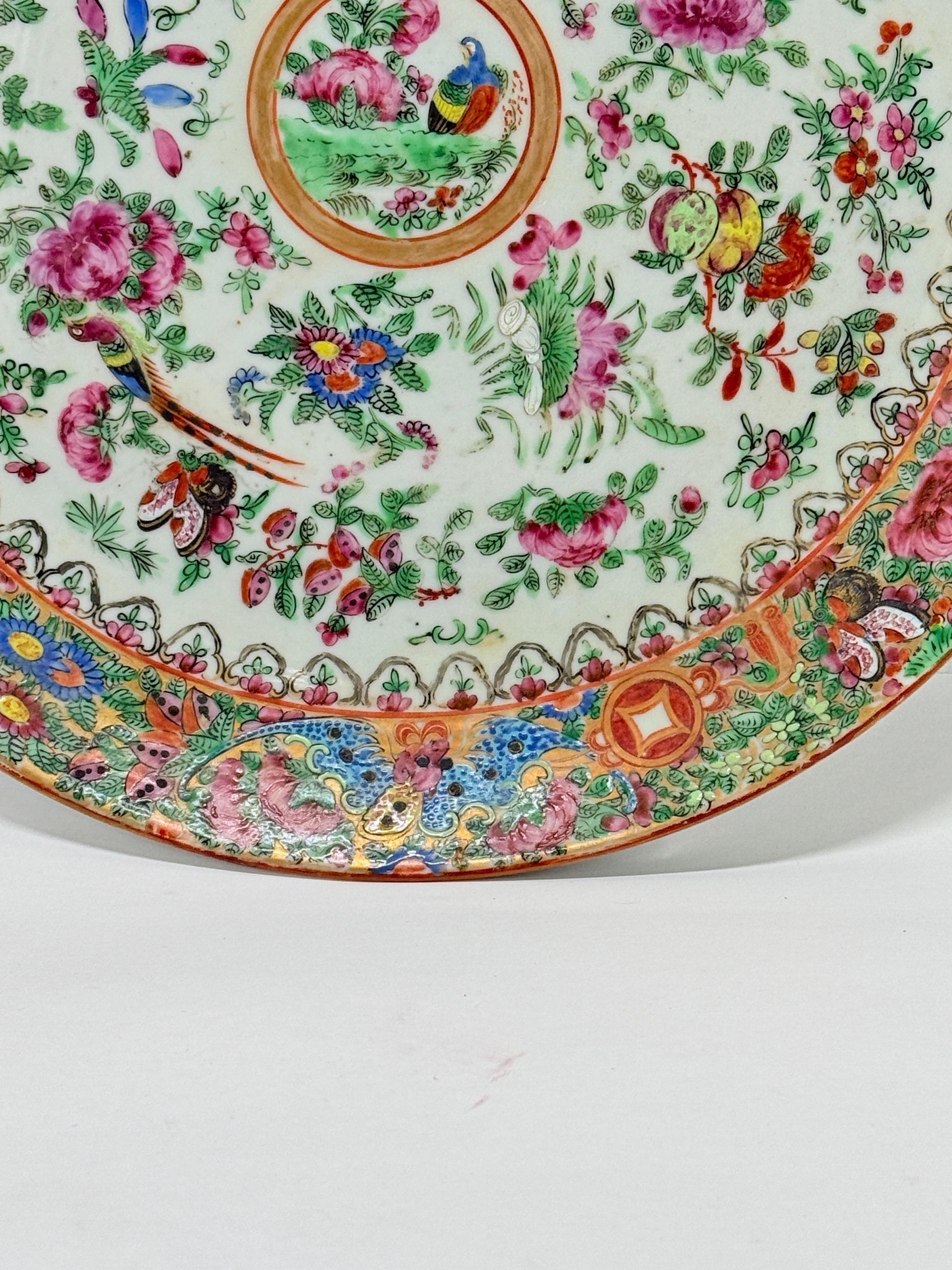Large Chinese Export Famille Rose Medallion Porcelain Charger, Mid-19th Century For Sale 4