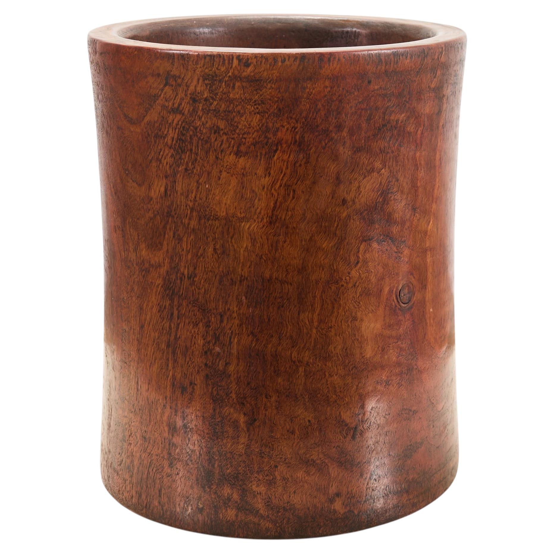 Large Chinese Export Hardwood Scholar's Brush Pot Vessel