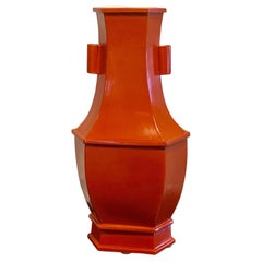 Large Chinese Export Monochrome Vase, in Iron Red