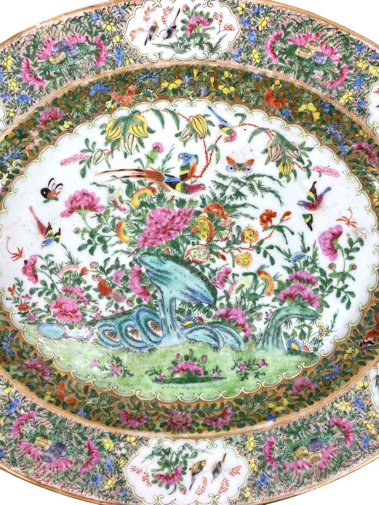 Enameled A Large Chinese Export Porcelain Canton Famille Rose Platter, ca. 1870