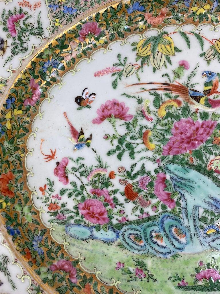 19th Century A Large Chinese Export Porcelain Canton Famille Rose Platter, ca. 1870