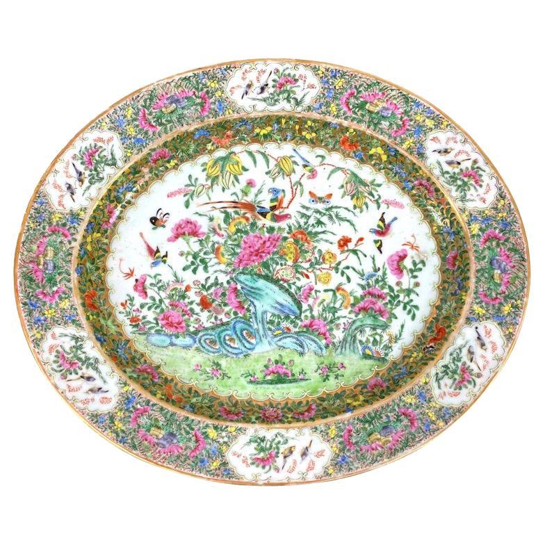 Large Chinese Export Porcelain Famille Rose Medallion Platter, Canton, ca. 1850