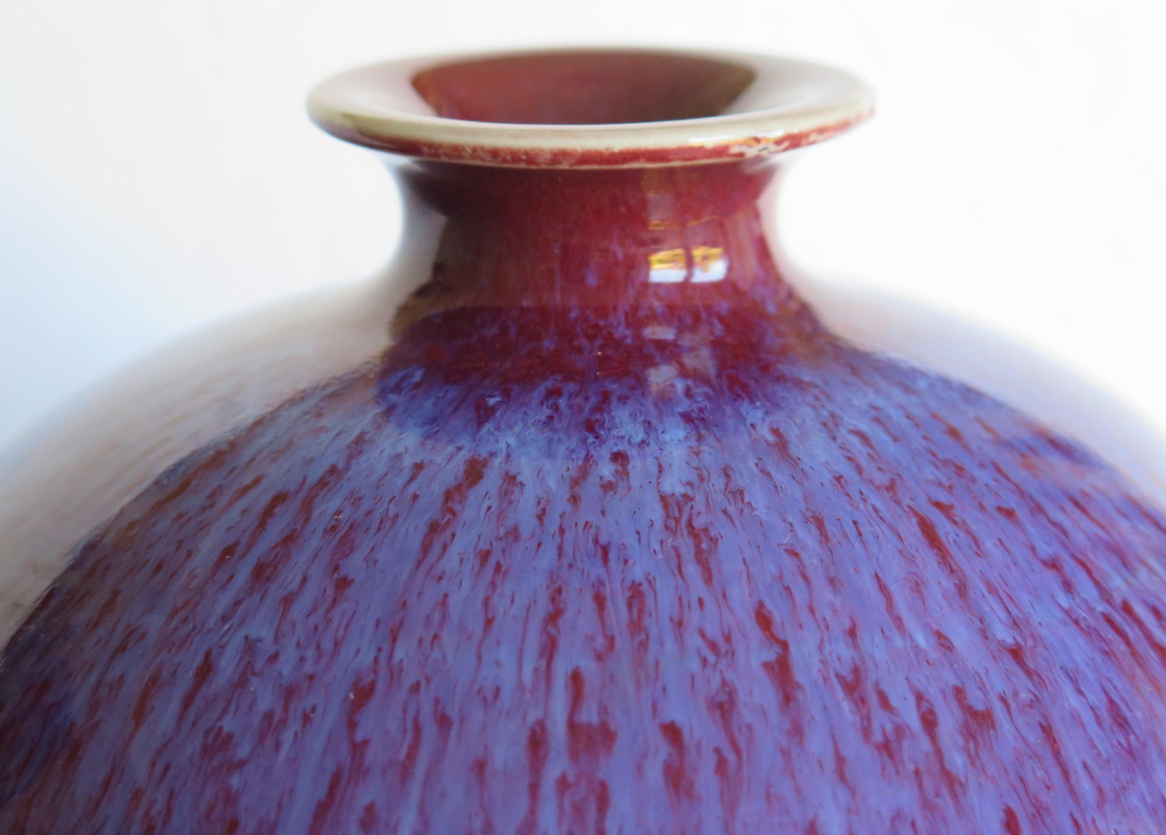 Large Chinese Export Porcelain Vase or Jar Plum Flambe Glaze, Late Qing Ca 1890 8