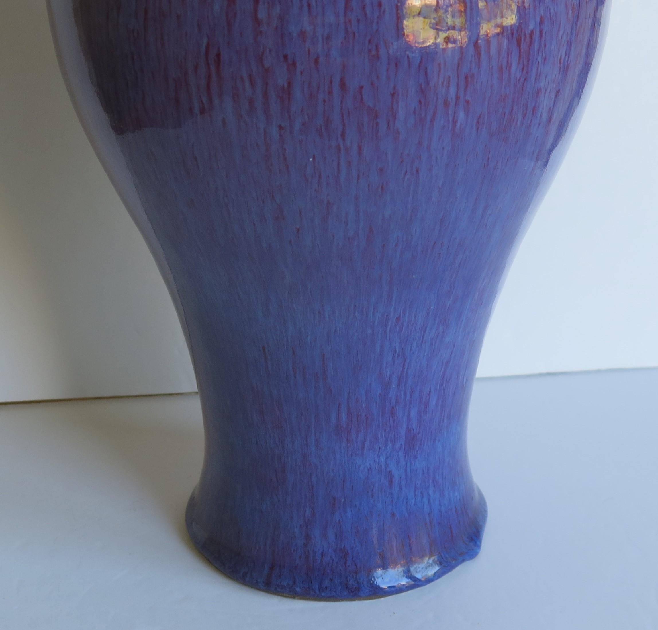Large Chinese Export Porcelain Vase or Jar Plum Flambe Glaze, Late Qing Ca 1890 9