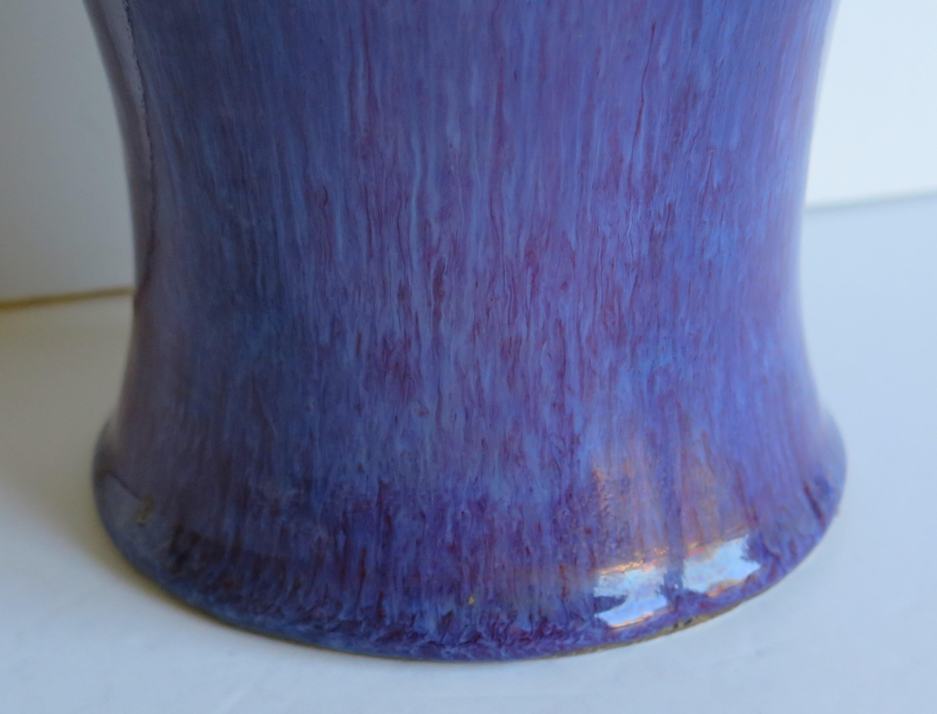 Large Chinese Export Porcelain Vase or Jar Plum Flambe Glaze, Late Qing Ca 1890 10