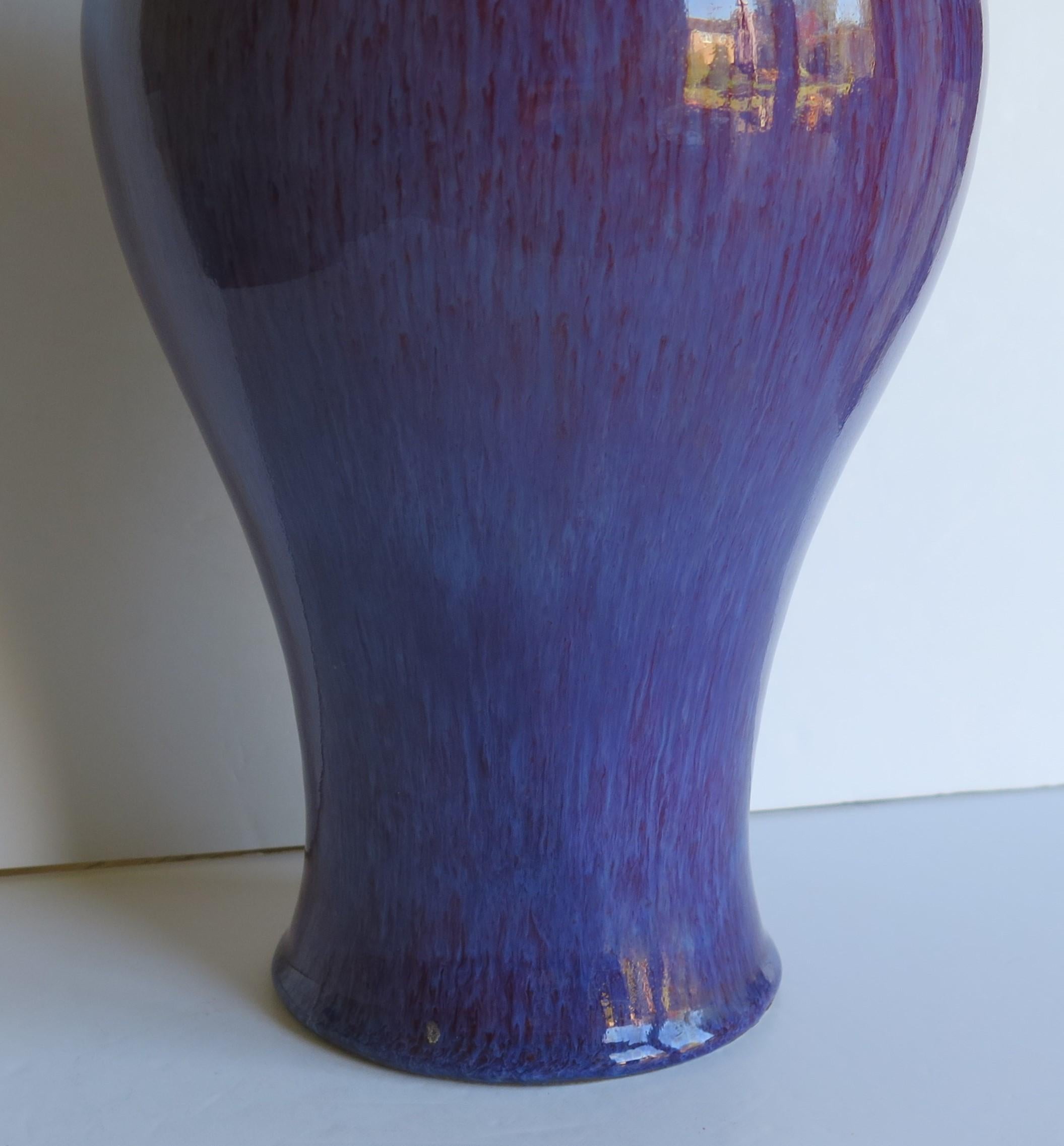 Large Chinese Export Porcelain Vase or Jar Plum Flambe Glaze, Late Qing Ca 1890 2