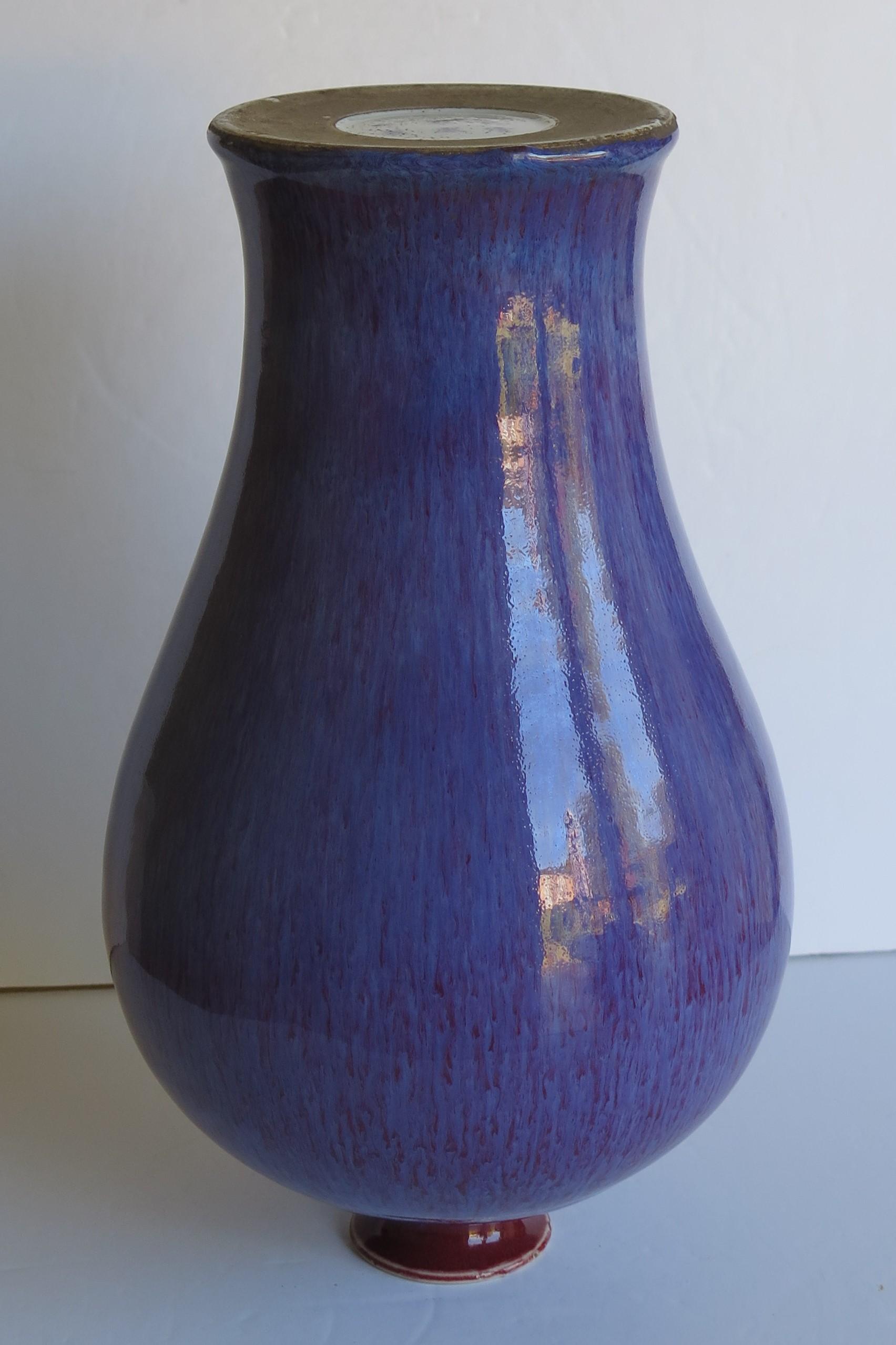 Large Chinese Export Porcelain Vase or Jar Plum Flambe Glaze, Late Qing Ca 1890 3