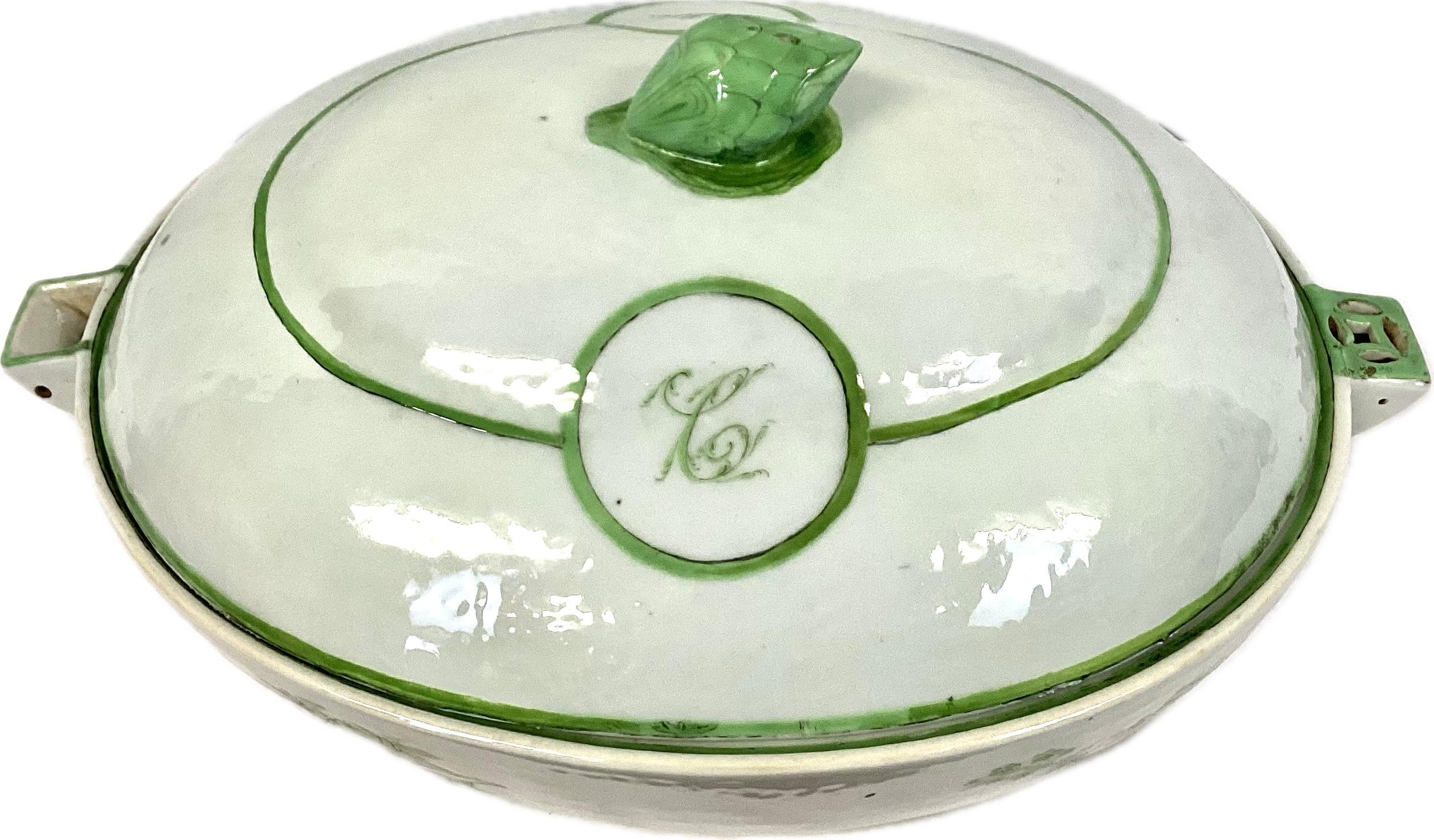Large Chinese Export Porcelain Warming Dish With Lid For Sale 8