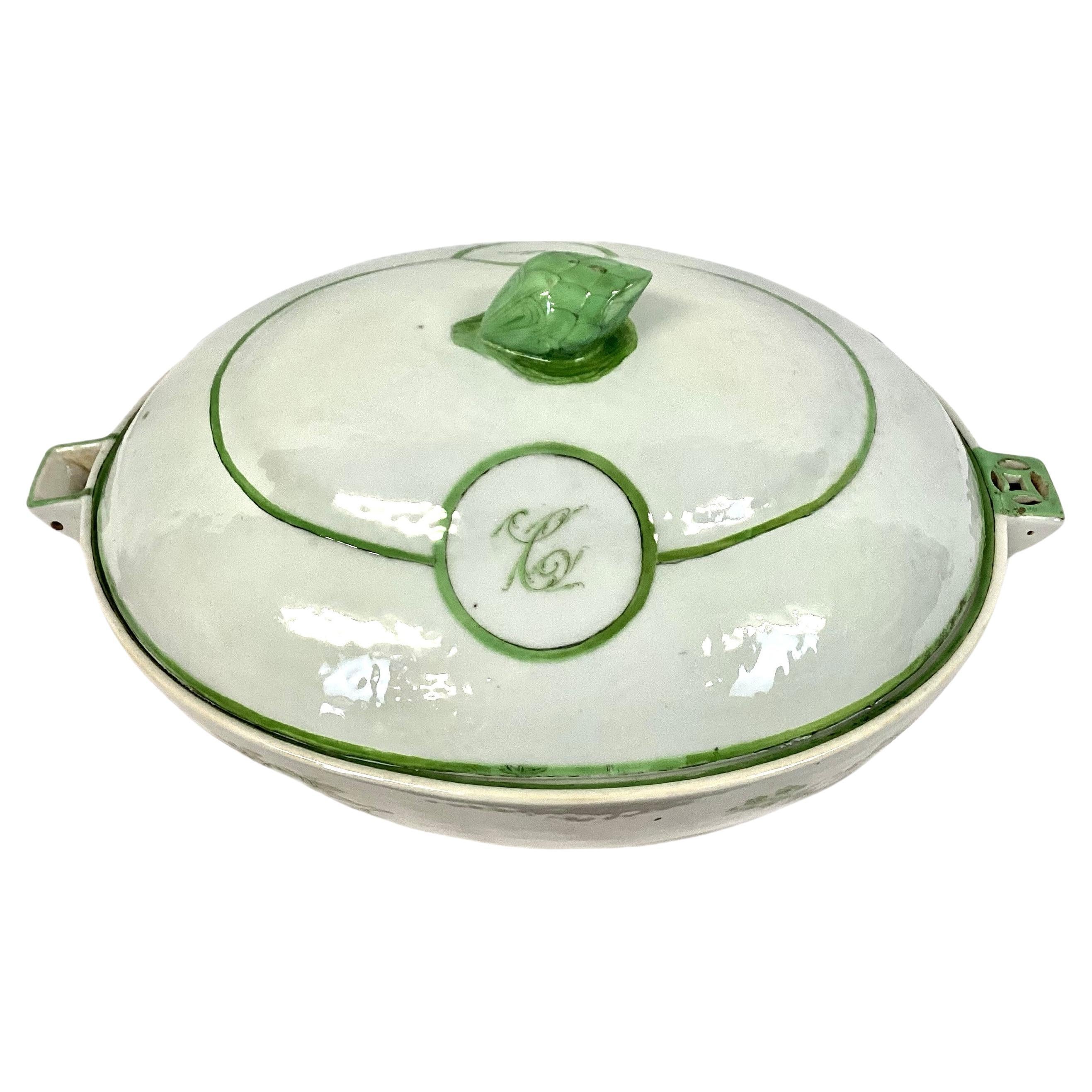 Large Chinese Export Porcelain Warming Dish With Lid For Sale