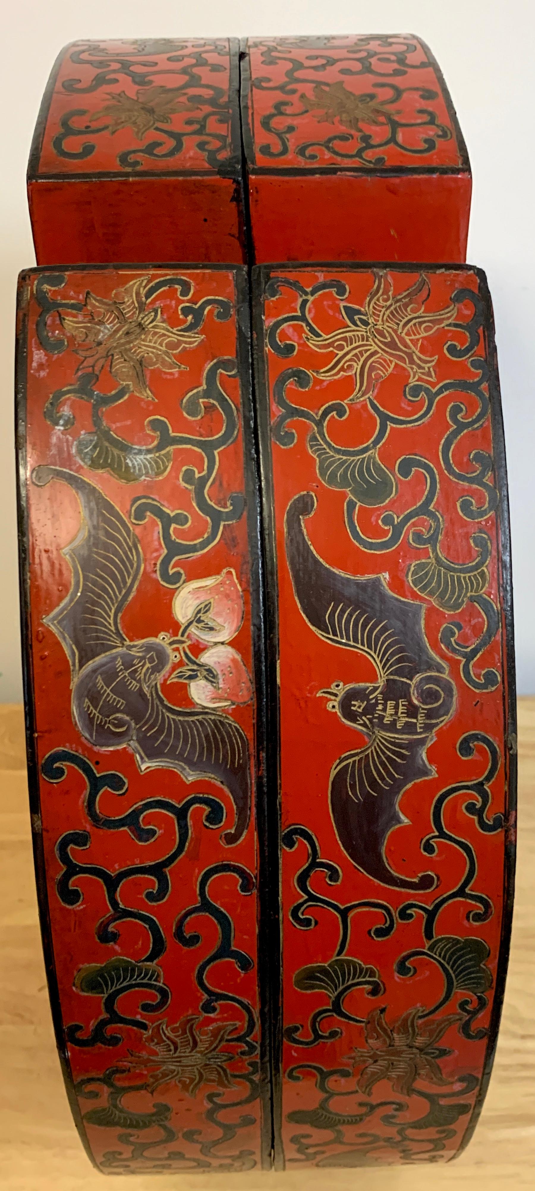 Large Chinese Export Red Lacquer Character Box 1