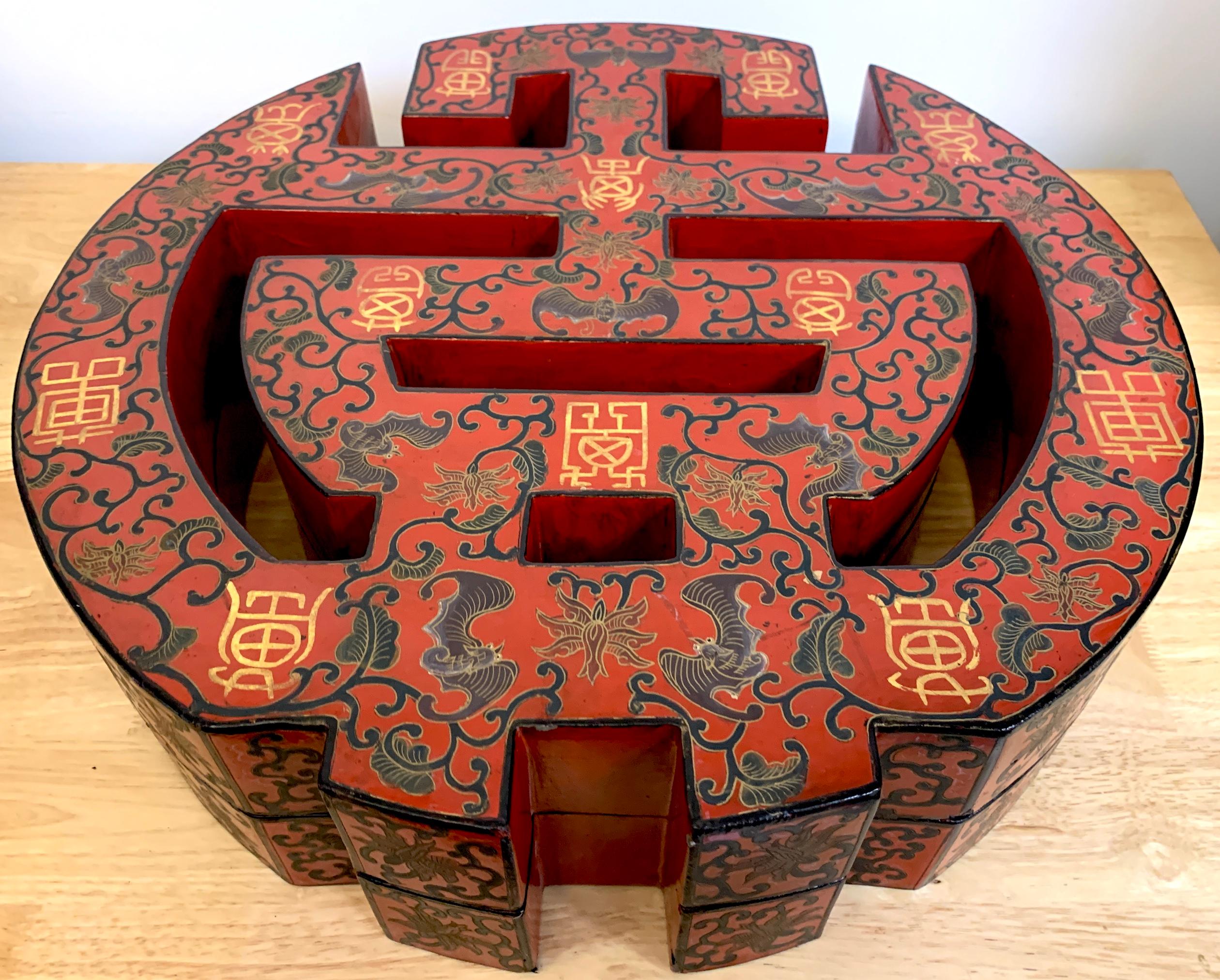 Large Chinese Export Red Lacquer Character Box 2