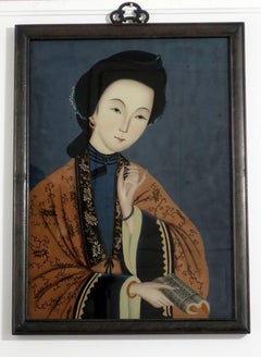Large Chinese Export Reverse Paintings on Glass, the Beauty
