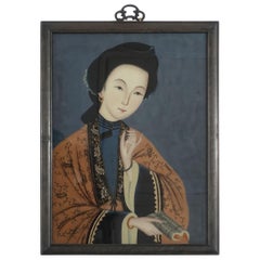 Große chinesische Export-Reverse-Gemälde auf Glas, Die Schönheit