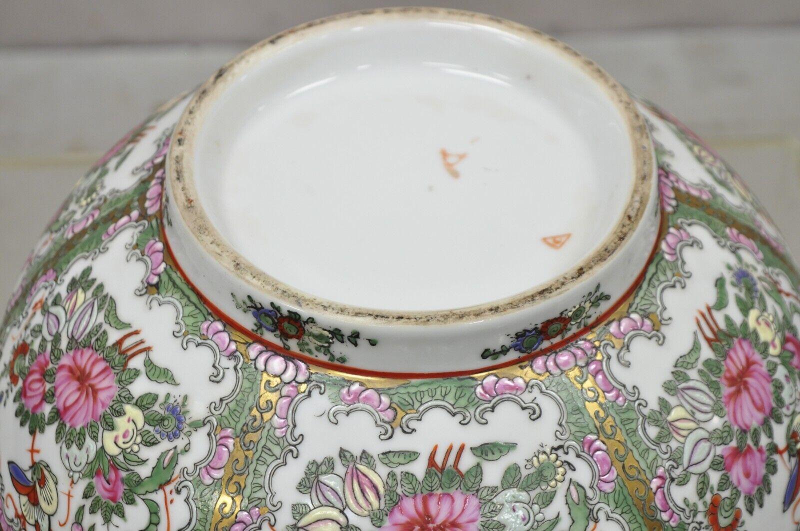 Large Chinese Export Rose Medallion Porcelain Hand Painted Decorative Punch Bowl 4