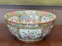 Large Chinese Export Rose Medallion Punch Bowl