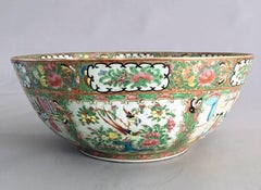 Large Chinese Export Rose Medallion Punch Bowl