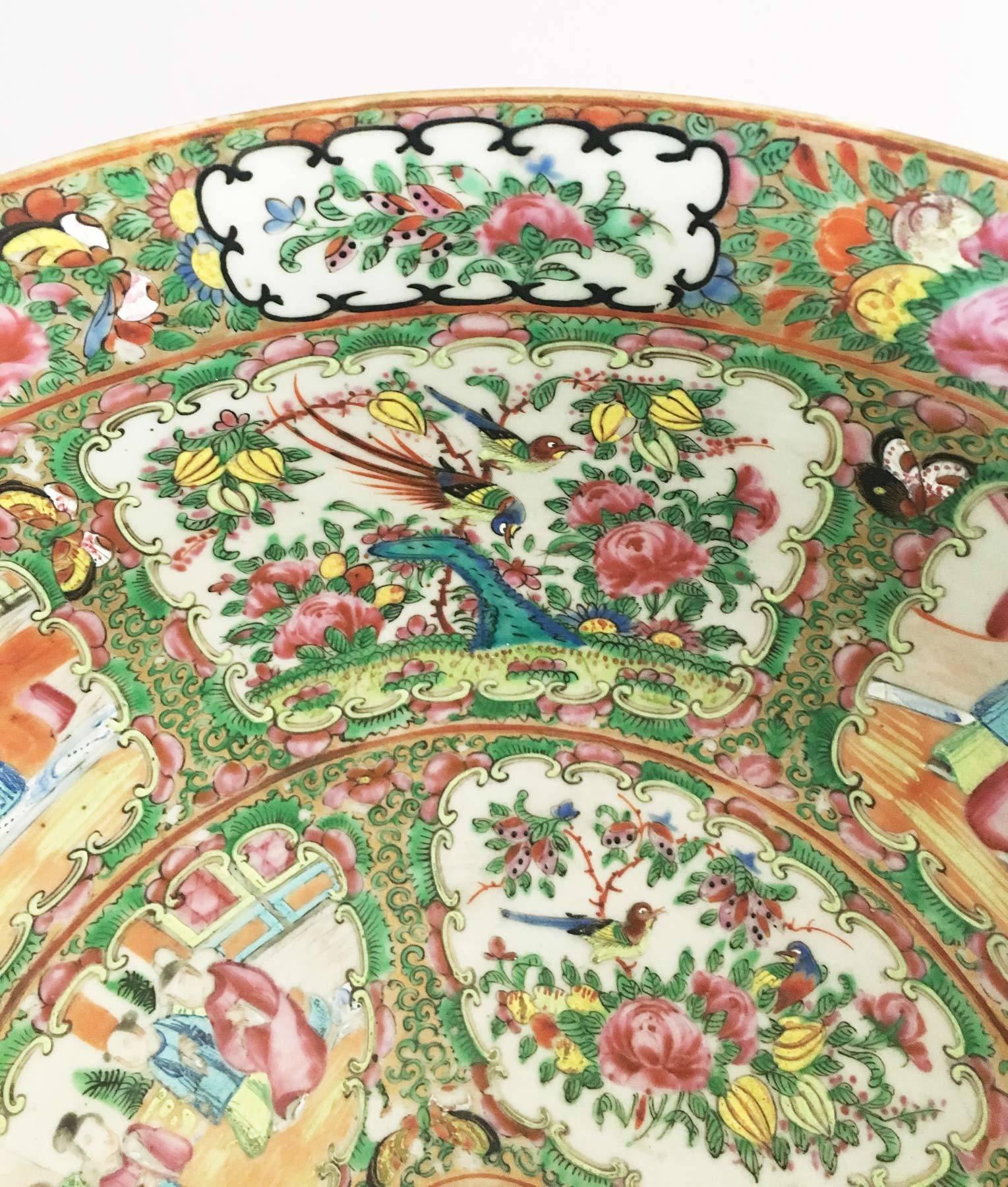 Porcelain Large Chinese Export Rose Medallion Punch Bowl For Sale