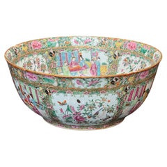 Large Chinese Export Rose Medallion Punch Bowl
