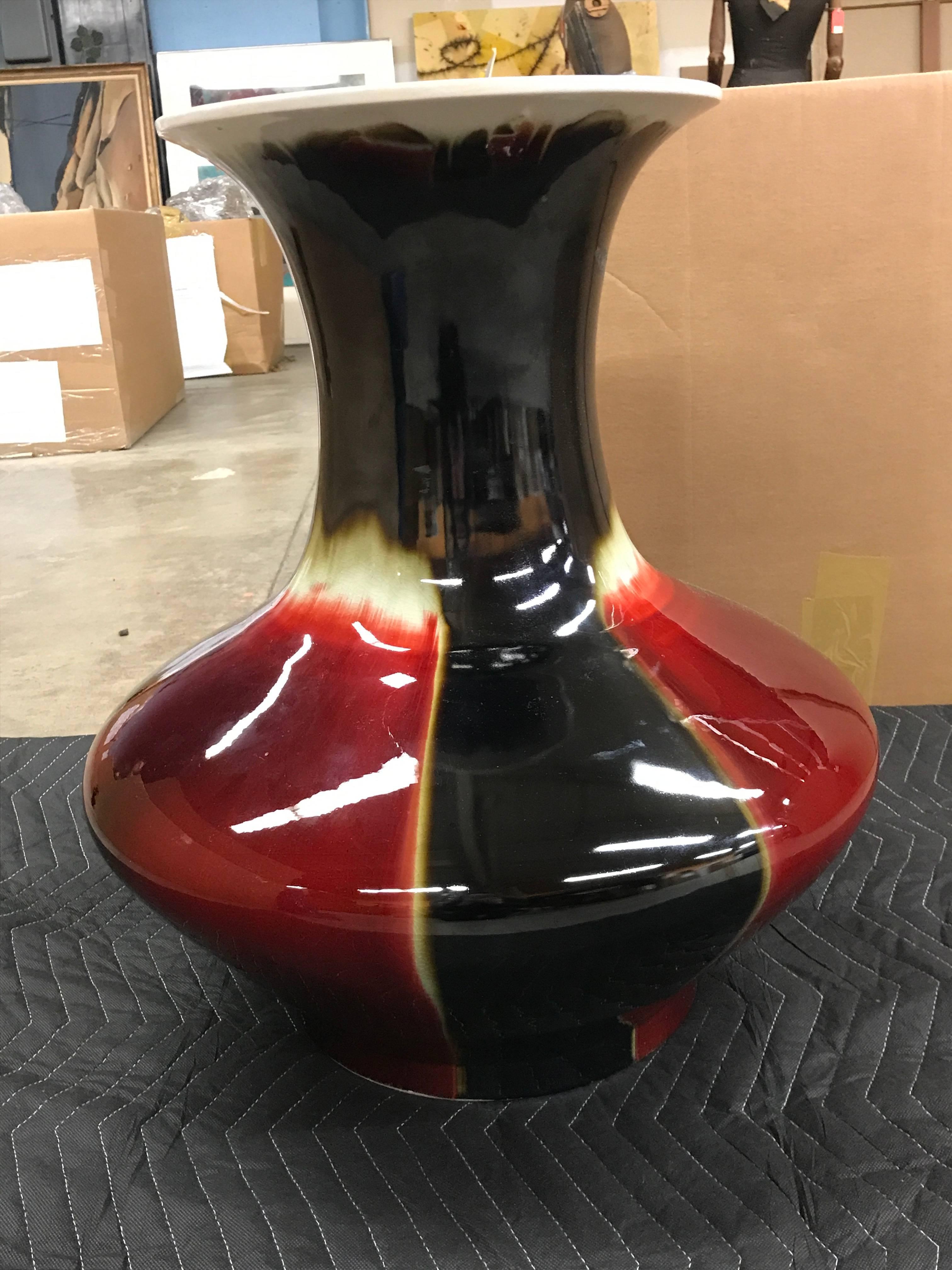 Large Chinese Export Sang de Boeuf style glaze vase.
 