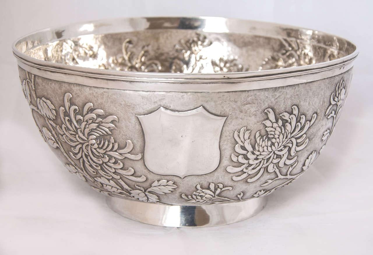 Exportation chinoise Grand bol en argent d'exportation chinoise en vente