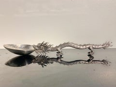 Large Chinese Export Silver Dragon Spoon by Tuck Chang, Early 20th Century