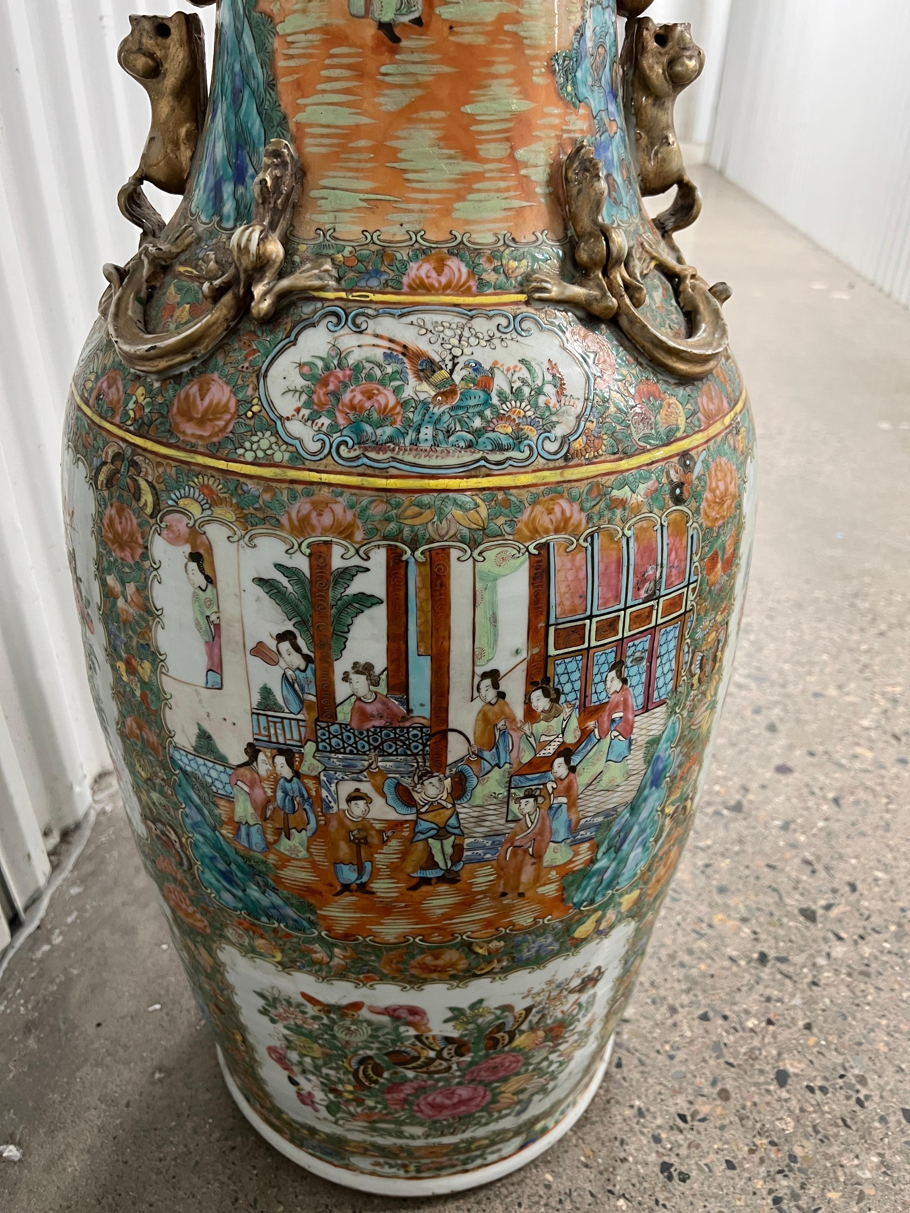 Large Chinese Famille Rose Medallion Palace Size Floor Vase For Sale 6