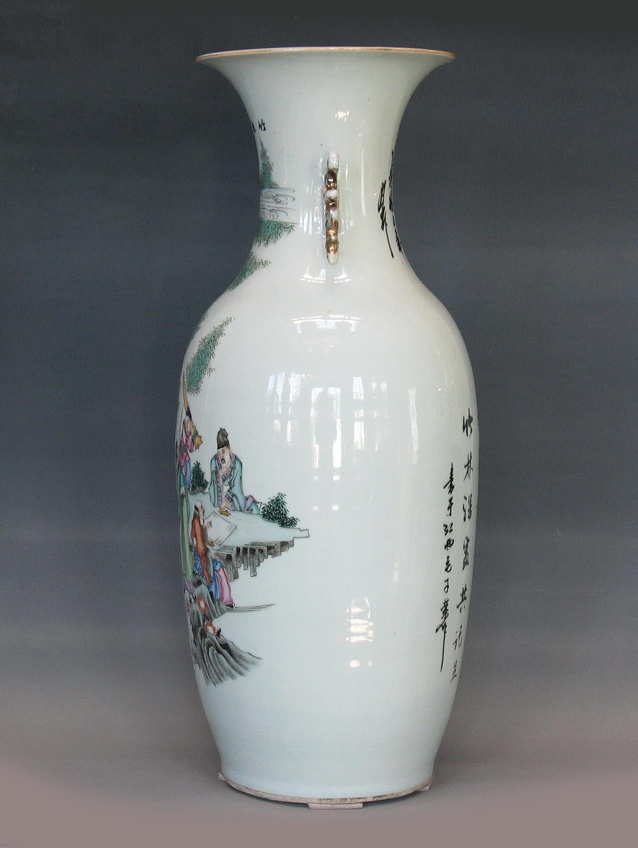 Große chinesische Famille-Verte-Vase, 19. Jahrhundert (Chinesischer Export) im Angebot
