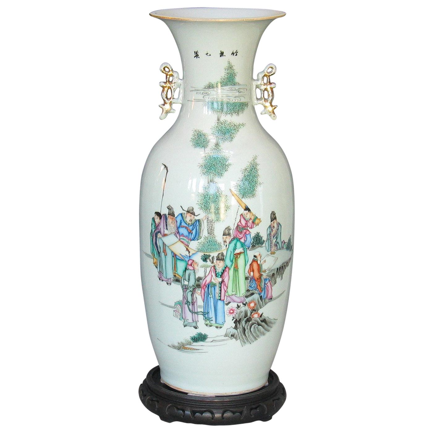 Large Chinese Famille Verte Vase, 19th Century