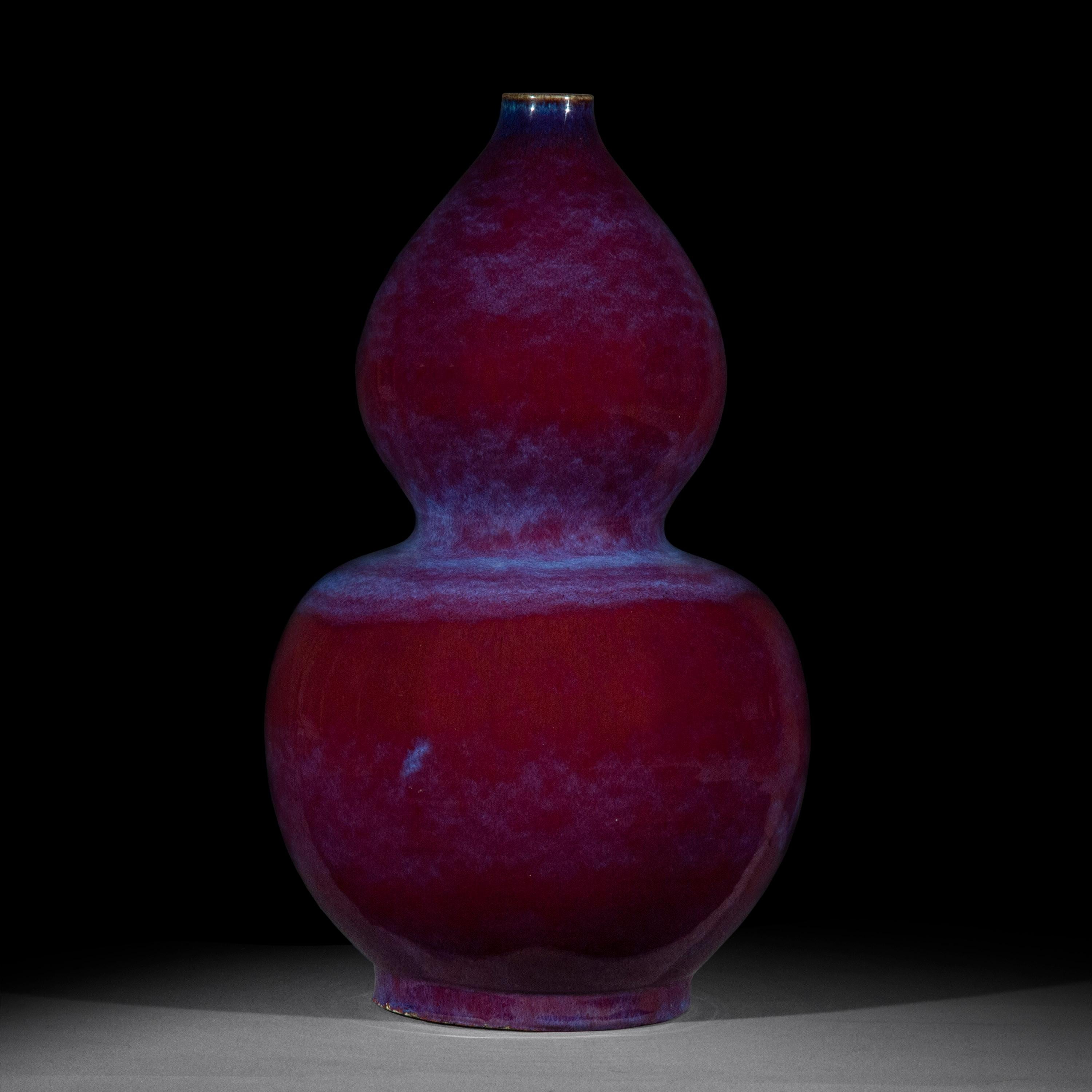 Large Chinese Flambé Glazed Double-Gourd Vase or Huluping In Good Condition In London, GB