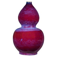 Large Chinese Flambé Glazed Double-Gourd Vase or Huluping