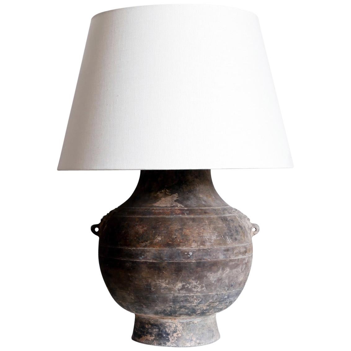 Large Chinese Han Dynasty Stoneware Vessel Lamp