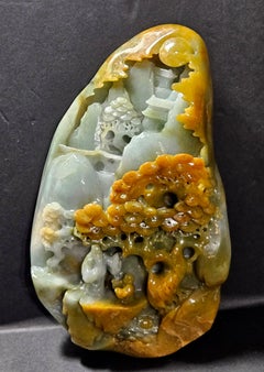 Gran pieza de jadeíta natural de Myanmar tallada a mano en China, con certificado, 1750 g