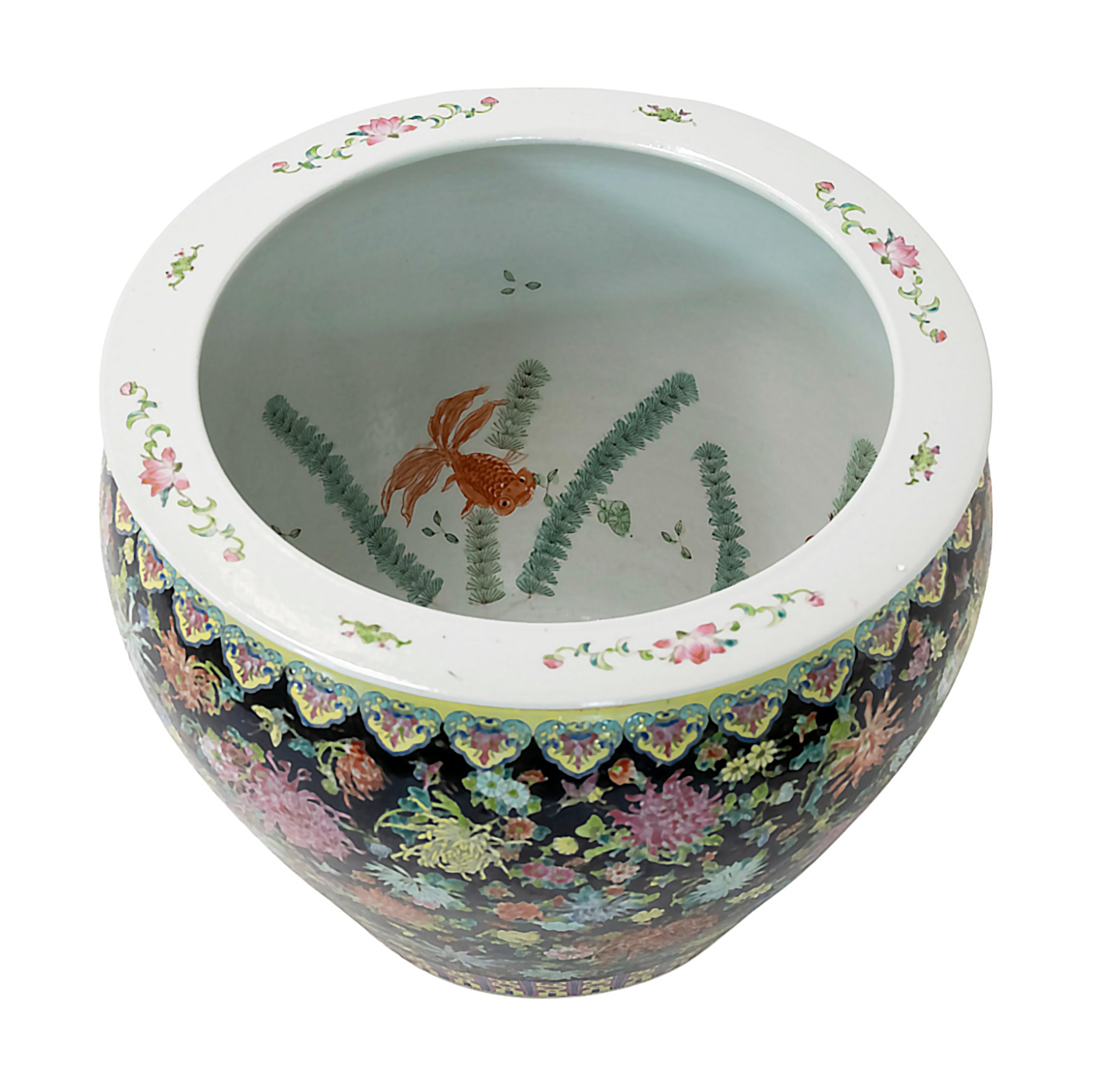 Glazed Large Chinese Handmade Ceramic Planter Pot Fish Basin For Sale