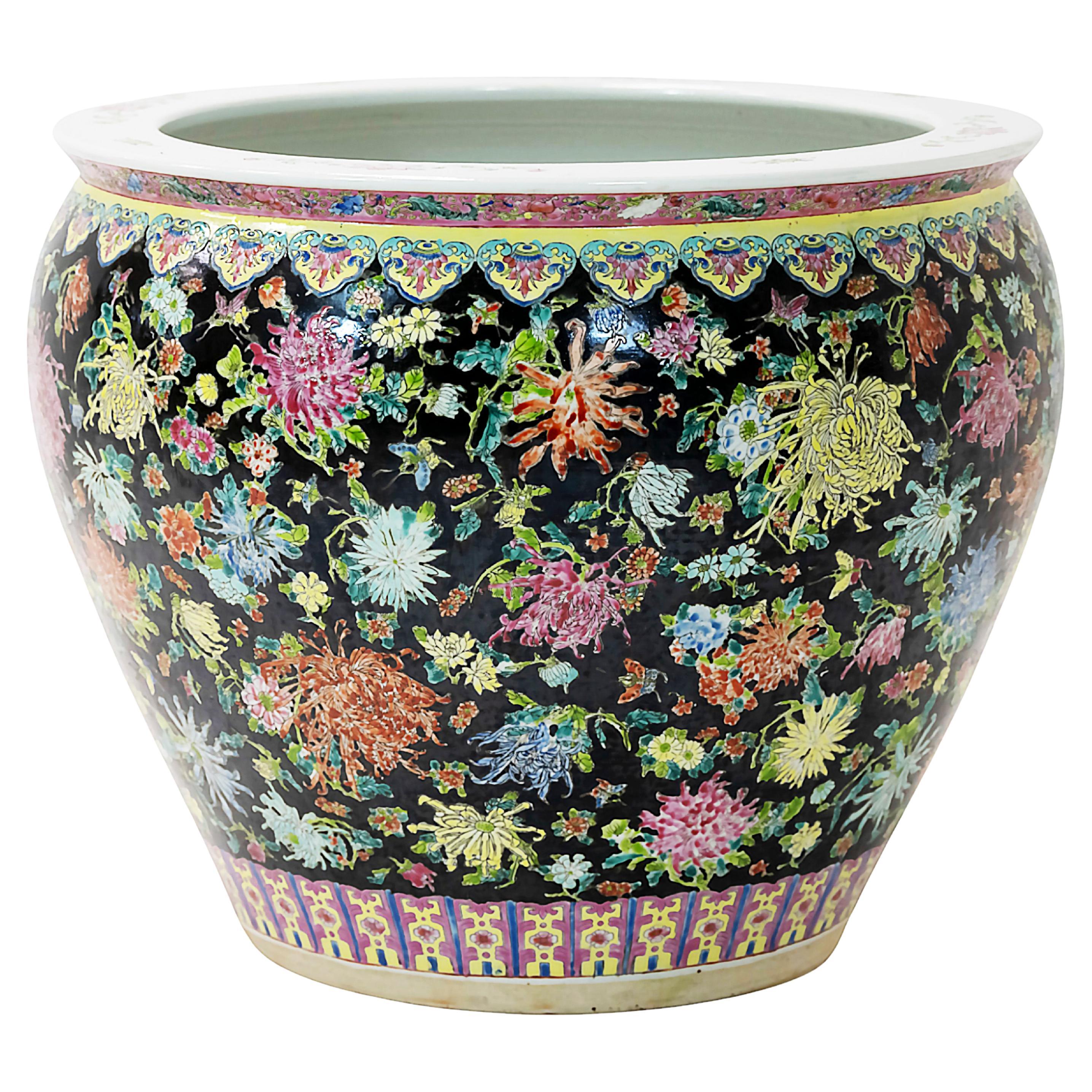 Large Chinese Handmade Ceramic Planter Pot Fish Basin For Sale