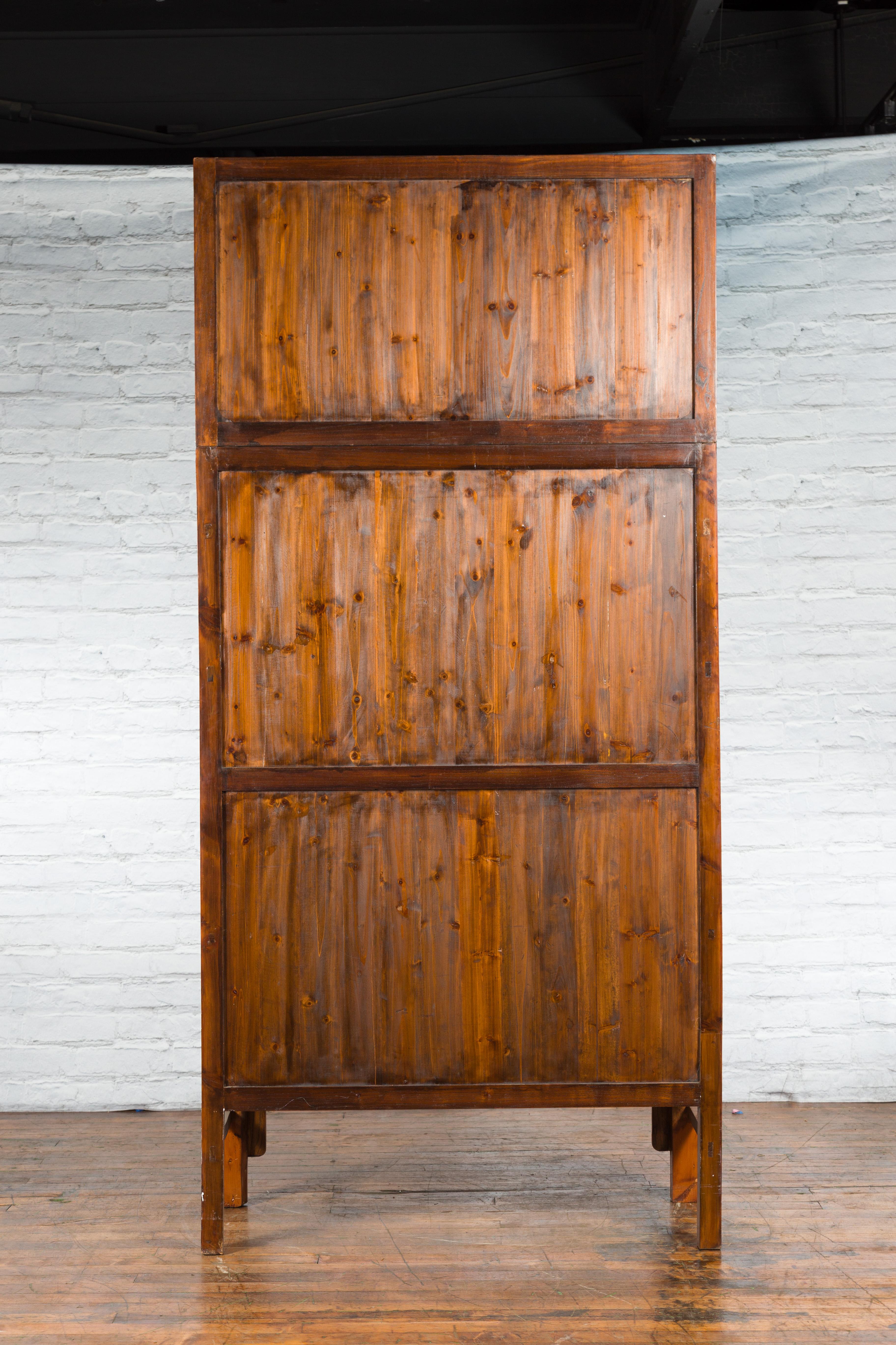 Large Chinese Hebei Burl Wood Compound Cabinet with Brass Hardware, circa 1900 6