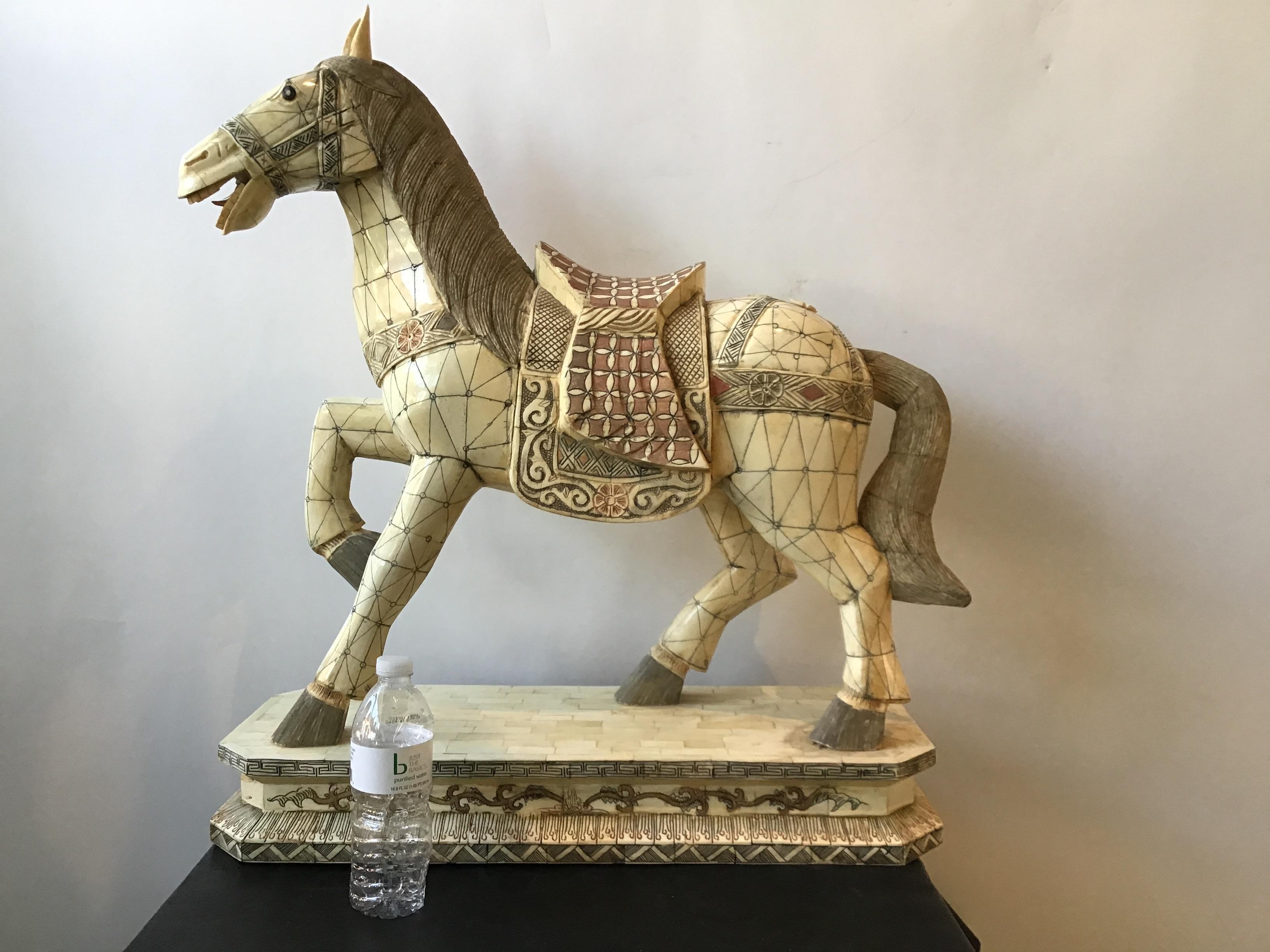 Large Chinese horse made from pieces of bone.
