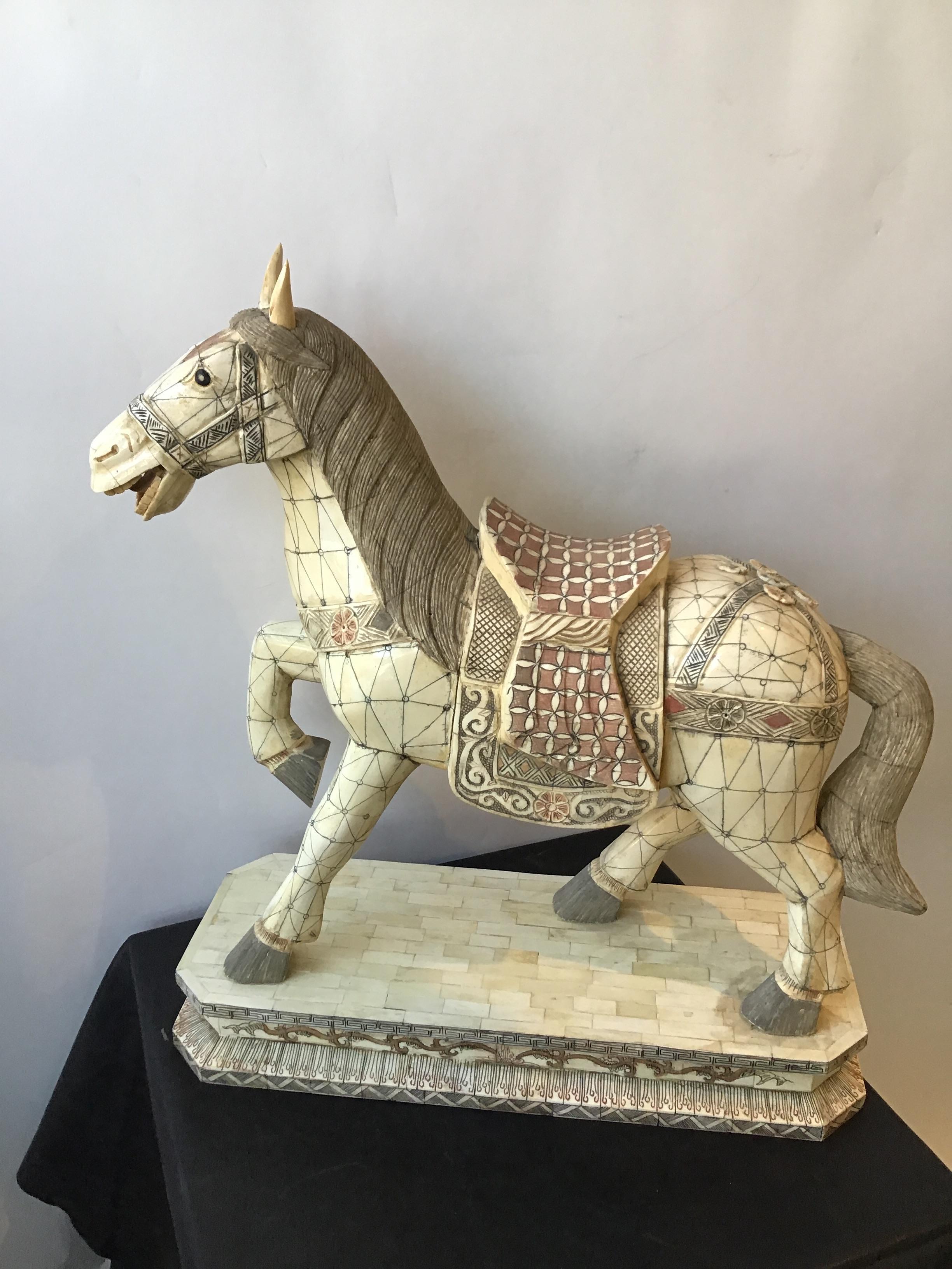 Large Chinese Horse Made from Bone 2